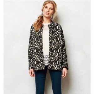 Paul & Joe Sister Lace Coat Size XS Cream Black Quilted Feminine Colarless